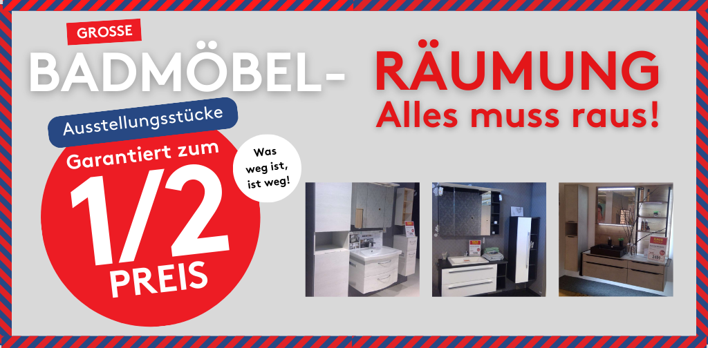 Badmöbel Abverkauf in Waiblingen, Ausstellungsstücke garantiert zum 1/2 Preis